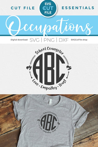 School counselor svg, school counselor monogram svg with alphabet SVG SVG Cut File 