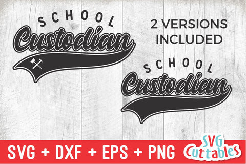 School Custodian svg - Cut File - Occupation - Swoosh - svg - dxf - eps - png - Cut File - Silhouette - Cricut - Digital Download SVG Svg Cuttables 