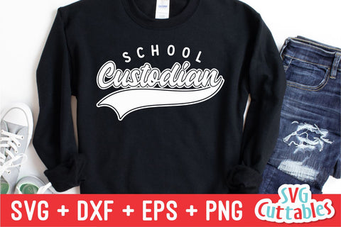 School Custodian svg - Cut File - Occupation - Swoosh - svg - dxf - eps - png - Cut File - Silhouette - Cricut - Digital Download SVG Svg Cuttables 