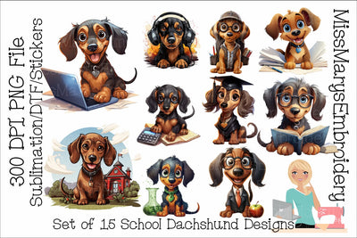 School Dachshund Dog PNG Clipart | Sublimation | Stickers Sublimation MissMarysEmbroidery 