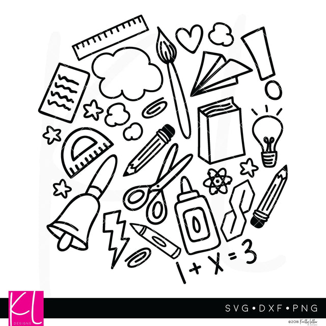 School Doodle Cloud SVG Kelly Lollar Designs 