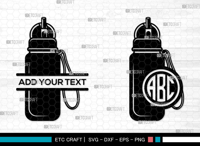 School Drink Bottle Mnogram SVG, Split Mnogram SVG, Sports Bottle Svg, Drinking Bottle Svg, Water Bottle Svg, Drink Bottle SVG ETC Craft 