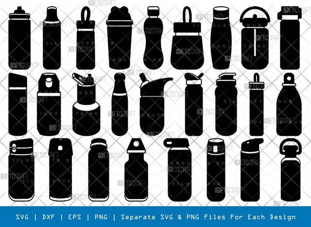 School Drinks Bottle Silhouette, Drinks Bottle SVG, Water Pot Svg, Water Bottle Svg, Drinks Bottle Bundle, SB00825 SVG ETC Craft 