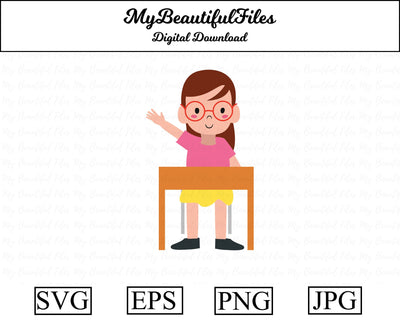 school girl sitting - school SVG MyBeautifulFiles 