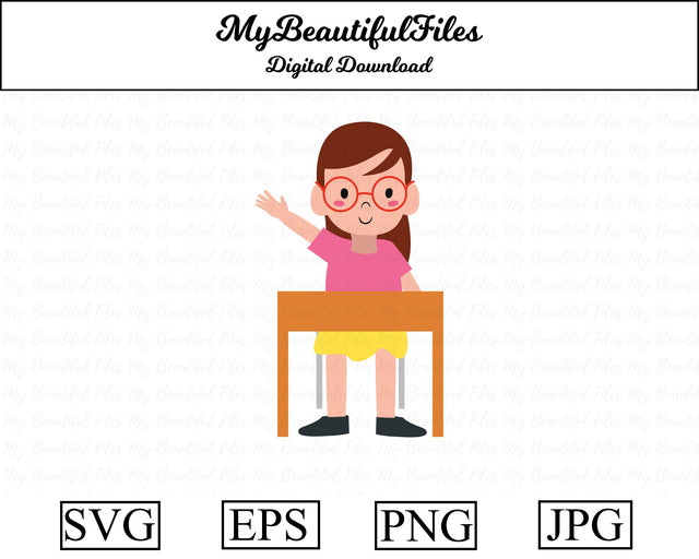 school girl sitting - school SVG MyBeautifulFiles 