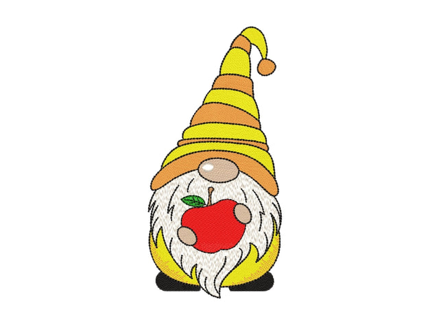 School Gnome Embroidery Design, Back to School Gnome Embroidery File, 5 sizes Embroidery/Applique DESIGNS Nino Nadaraia 