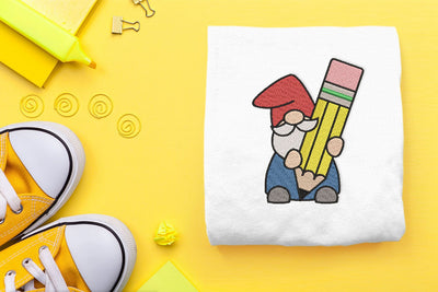 School Gnome with Pencil Embroidery Embroidery/Applique DESIGNS Risa Rocks It 