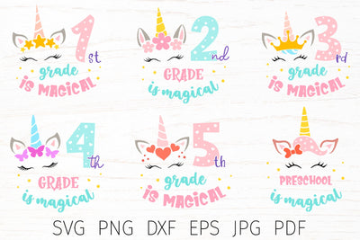 School grade bundle, School svg, unicorn svg, Back to School, first day of school SVG Digital Rainbow Shop 