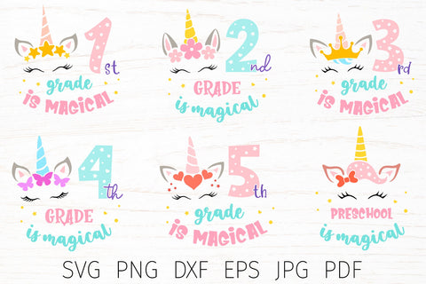 School grade bundle, School svg, unicorn svg, Back to School, first day of school SVG Digital Rainbow Shop 