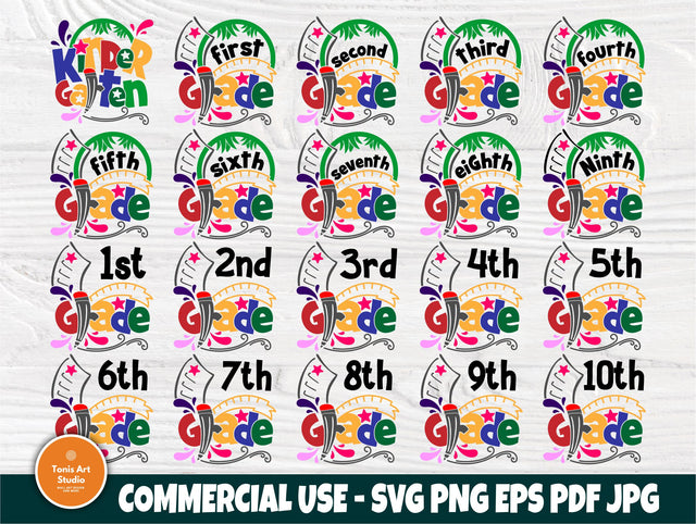 School Grade SVG Bundle, Back to School, 1st 2nd.. SVG TonisArtStudio 
