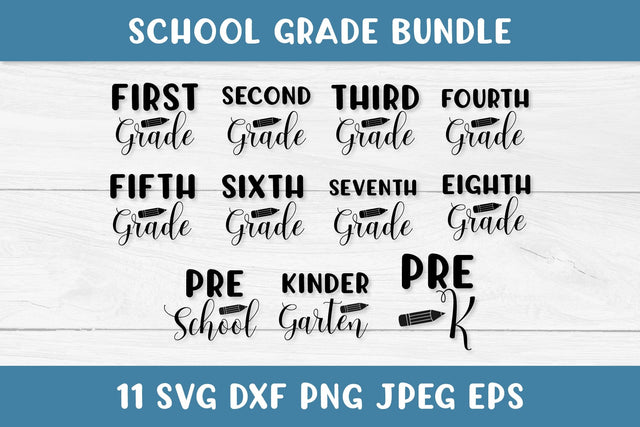 School Grade SVG Bundle. Kindergarten, 1st to 8th Grades, Pre-k, Pre-School SVG LaBelezoka 