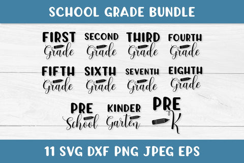 School Grade SVG Bundle. Kindergarten, 1st to 8th Grades, Pre-k, Pre-School SVG LaBelezoka 