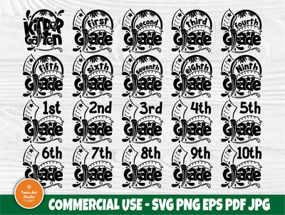 School Grade SVG Bundle, Kindergarten Shirt Design SVG TonisArtStudio 