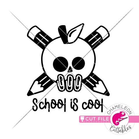 School is cool Apple skull with pencils svg png dxf SVG Chameleon Cuttables 