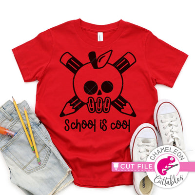 School is cool Apple skull with pencils svg png dxf SVG Chameleon Cuttables 