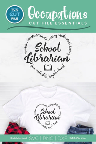 School librarian svg, Librarian svg, library svg, school library svg, books svg, back to school svg, appreciation svg, week day month, heart SVG SVG Cut File 