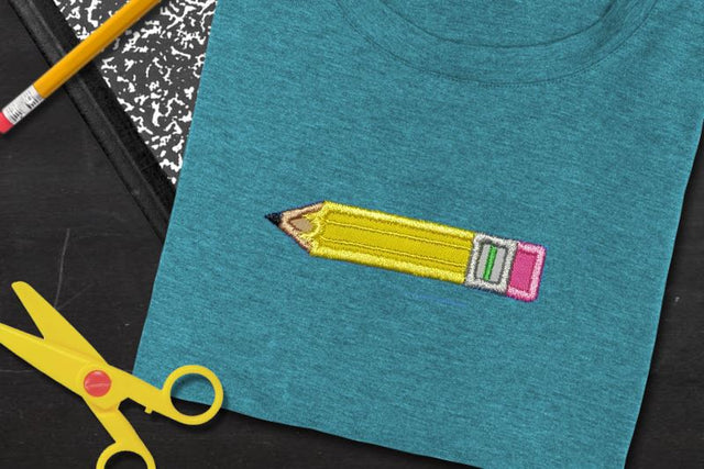 School Pencil Applique Embroidery Embroidery/Applique Designed by Geeks 