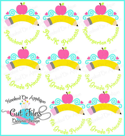 School Princess Bundle SVG DXF PNG EPS Cut Files SVG Hooked On Applique