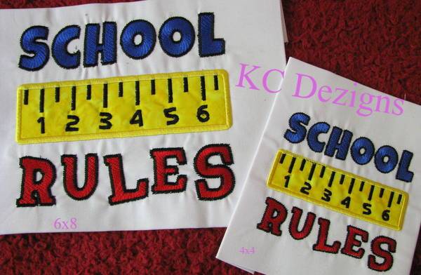 School Rules Embroidery/Applique DESIGNS KC Dezigns 