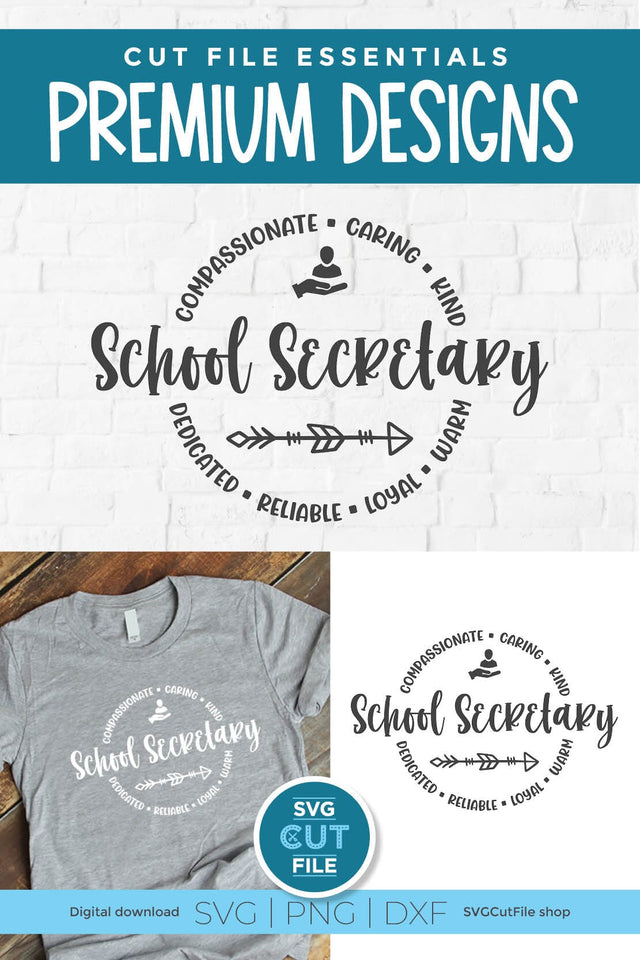 School Secretary round circle svg for men or women SVG SVG Cut File 