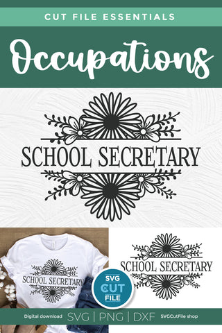 School secretary svg floral frame SVG SVG Cut File 