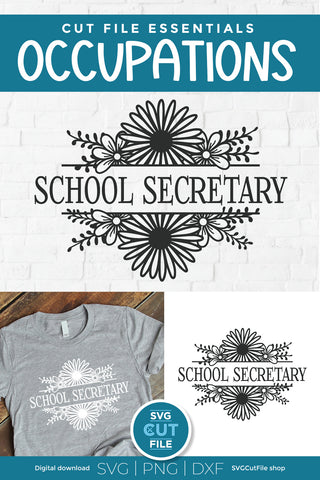 School secretary svg floral frame SVG SVG Cut File 