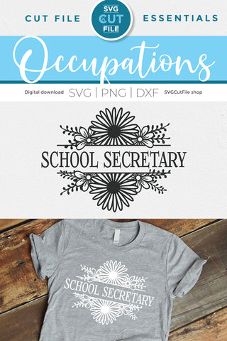 School secretary svg floral frame SVG SVG Cut File 