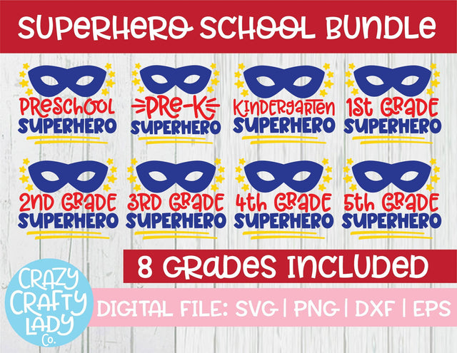 School Superhero | Quote SVG Cut File Bundle SVG Crazy Crafty Lady Co. 