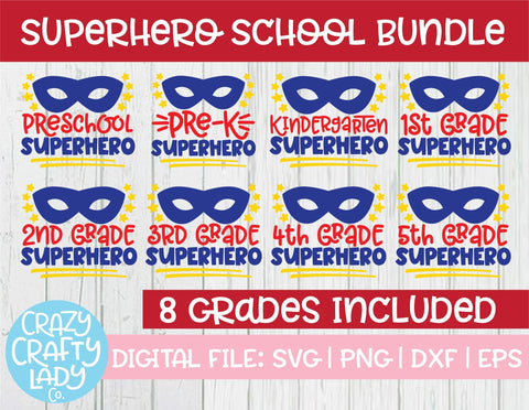 School Superhero | Quote SVG Cut File Bundle SVG Crazy Crafty Lady Co. 