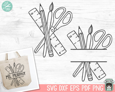 School Supplies SVG, Teacher Gift SVG, Monogram Frame SVG SVG Wild Pilot 