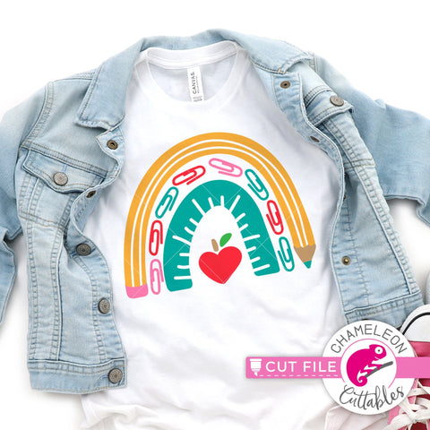 School supply rainbow for teacher layered svg png dxf SVG Chameleon Cuttables 