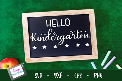 School SVG - Hello kindergarten, handlettered SVG Stacy's Digital Designs 