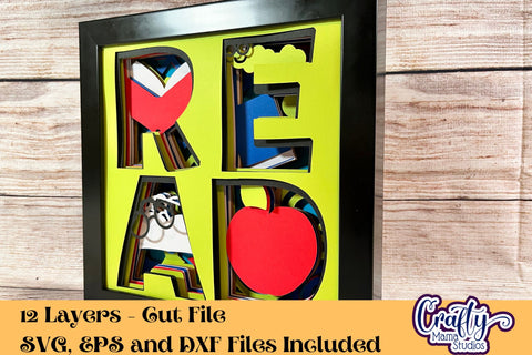 School Svg Shadow Box, Read 3D Gift Design, Back To School SVG Crafty Mama Studios 