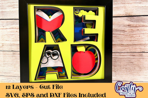 School Svg Shadow Box, Read 3D Gift Design, Back To School SVG Crafty Mama Studios 