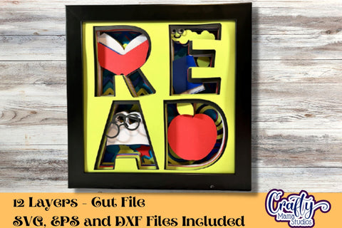 School Svg Shadow Box, Read 3D Gift Design, Back To School SVG Crafty Mama Studios 