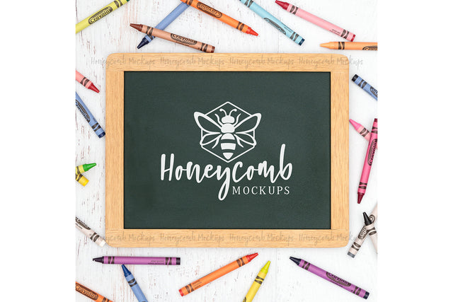School Teacher Chalkboard Mockup, Chalkboard Mockup with Crayons, Blank Sign Mockup, JPEG Craft Mockup Mock Up Photo Honeycomb Mockups 
