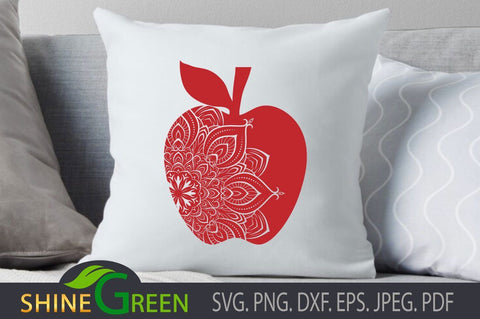 School Teacher Mandala - Floral Apple SVG SVG Shine Green Art 