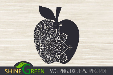 School Teacher Mandala - Floral Apple SVG SVG Shine Green Art 