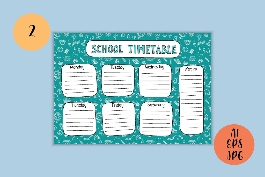 School Timetable | A4 Printable Planner Templates - So Fontsy