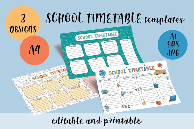 School Timetable | A4 Printable Planner Templates Sublimation AnnaViolet_store 