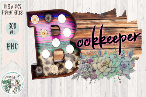 School Title - Serape Marquee Letter- Bookkeeper - Sublimation PNG Sublimation Serendipity and Art 