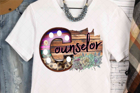 School Title - Serape Marquee Letter- Counselor - PNG Sublimation Serendipity and Art 