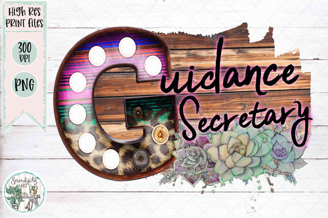 School Title - Serape Marquee Letter- Guidance Secretary - PNG Sublimation Serendipity and Art 