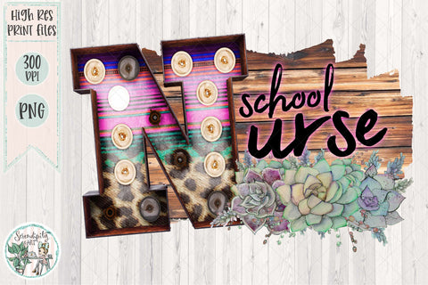 School Title - Serape Marquee Letter - School Nurse - Sublimation Printable - PNG Sublimation Serendipity and Art 