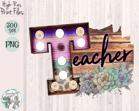School Title - Serape Marquee Letter - Teacher - PNG Sublimation Serendipity and Art 