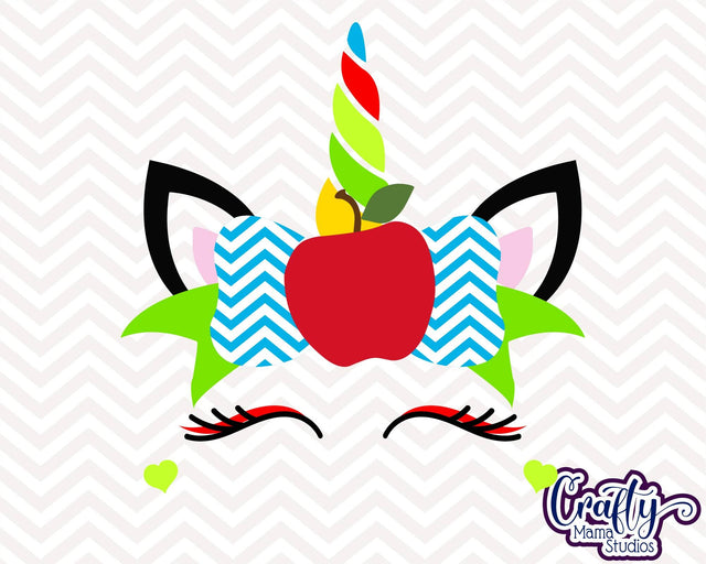 School - Unicorn - Apple Svg SVG Crafty Mama Studios 