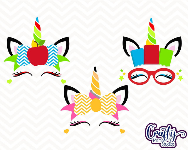School Unicorn Bundle SVG Crafty Mama Studios 
