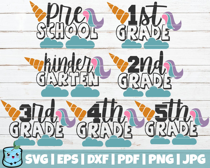 School Unicorn SVG Bundle SVG MintyMarshmallows 