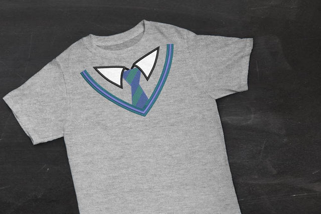 School Uniform with Striped Tie Applique Embroidery Embroidery/Applique Designed by Geeks 