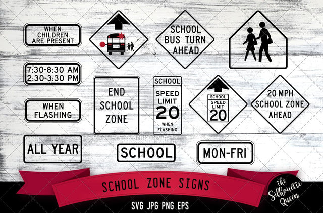 School Zone Signs Icon SVG -Vector Symbol Commercial & Personal Use- Cricut,Silhouette,Cameo,Vinyl Cut SVG Loveleen Kaur 